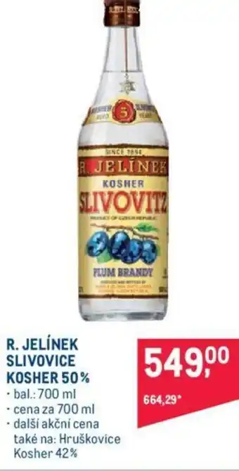 Makro R. JELÍNEK SLIVOVICE KOSHER 50% nabídka