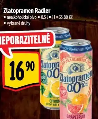 Albert Zlatopramen Radler nabídka