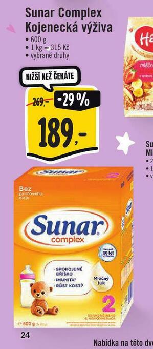 Jip Sunar complex kojenecká výživa nabídka