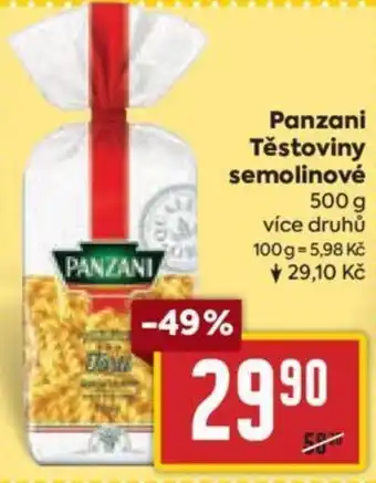 Billa Panzani Těstoviny semolinové nabídka