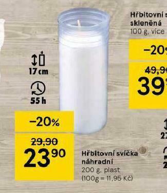 Tesco Hřbitovní svíčka náhradní nabídka