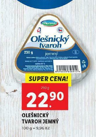 Lidl Olešnický tvaroh jemný nabídka