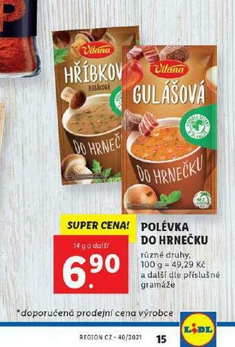 Lidl Polévka do hrnečku nabídka