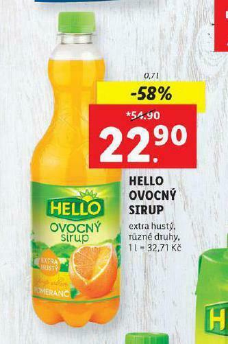 Lidl Hello ovocný sirup nabídka