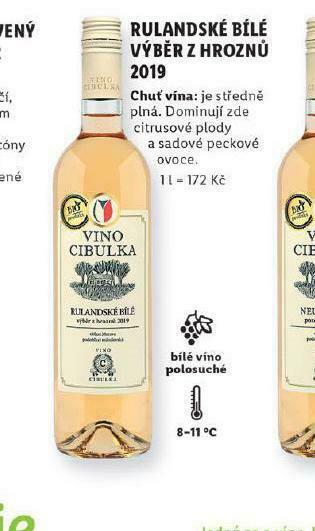 Lidl Rulandské bílé výběr z hroznů 2019 nabídka