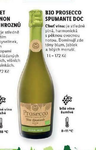 Lidl Bio prosecco spumante doc nabídka