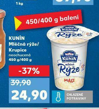 Kaufland Kunín mléčná rýže / krupice nabídka