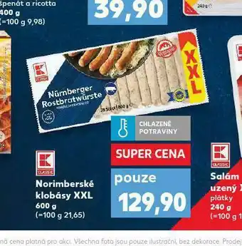 Kaufland Norimberské klobásky xxl nabídka