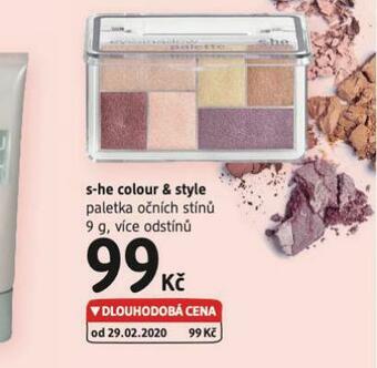 dm drogerie S.he colour &amp; style paletka očních stínů nabídka