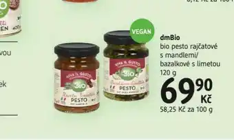 Bio pesto rajčatové s mandlemi / bazalkové s limetou