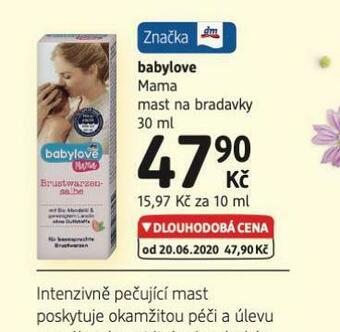 dm drogerie Babylove mama mast na bradavky nabídka