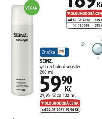 dm drogerie Seinz gel na holení sensitiv nabídka