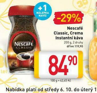 Billa Nescafé classic, crema nabídka