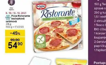 Tesco Pizza ristorante nezlepková salámová nabídka