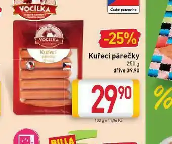 Billa Kuřecí párečky nabídka
