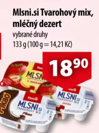 CBA Mlsni.si Tvarohový mix, mléčný dezert nabídka