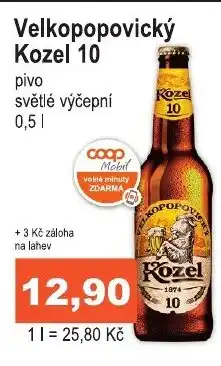 COOP DISKONT Velkopopovický Kozel 10 nabídka