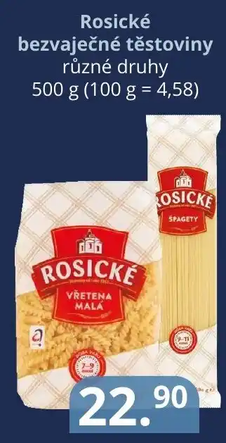 Potraviny CZ Rosické bezvaječné těstoviny nabídka