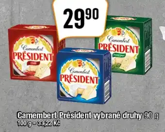 TEMPO Camembert Président vybrané druhy 90 g nabídka