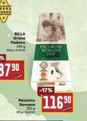 Billa Pecorino romano sýr nabídka
