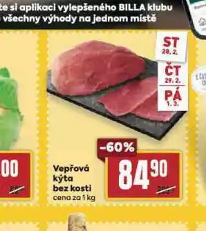 Billa Vepřová kýta bez kosti nabídka