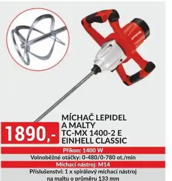Baumax MÍCHAČ LEPIDEL A MALTY TC-MX 1400-2 E EINHELL CLASSIC nabídka