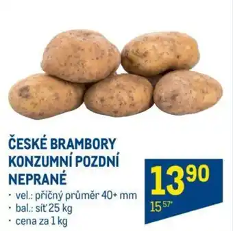 Makro ČESKÉ BRAMBORY KONZUMNÍ POZDNÍ NEPRANÉ nabídka