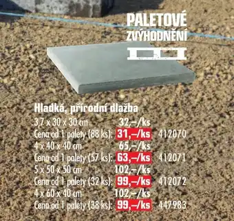 Uni Hobby Hladká, přírodní dlažba nabídka