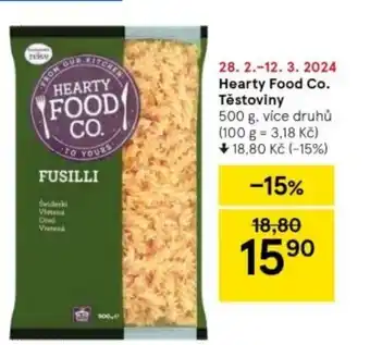 Tesco Hearty Food Co. Těstoviny nabídka