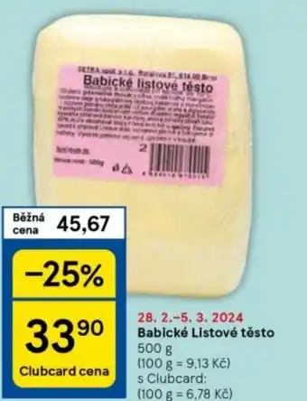 Tesco Babické listové těsto nabídka