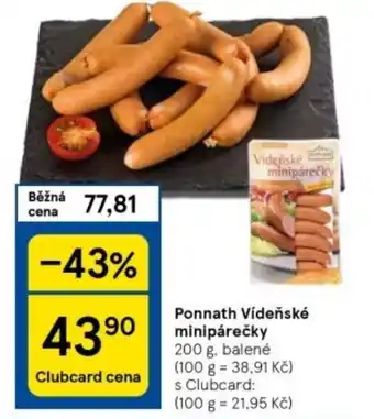 Tesco Ponnath Vídeňské minipárečky nabídka