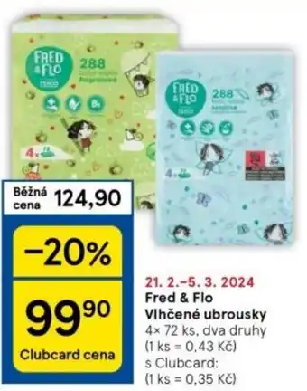Tesco Fred & Flo Vlhčené ubrousky nabídka