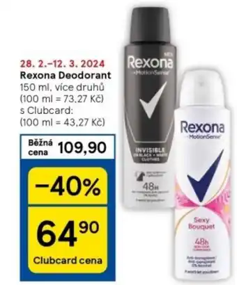 Tesco Rexona Deodorant nabídka