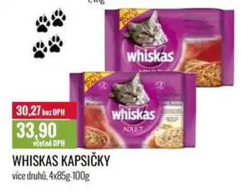 Ratio WHISKAS KAPSIČKY více druhů, 4x85g-100g nabídka