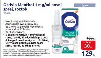 Benu Otrivin Menthol 1 mg/ml nosní sprej, roztok nabídka