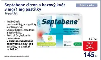 Benu Septabene citron a bezový květ 3 mg/1 mg pastilky nabídka