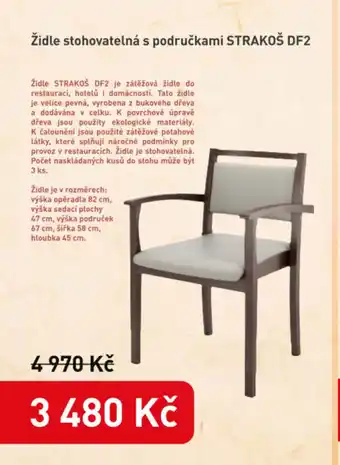 Židle stohovatelná s područkami STRAKOŠ DF2