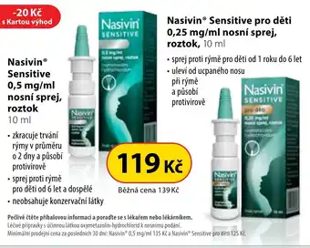 Dr. Max Nasivin Sensitive 0,5 mg/ml nosní sprej, roztok 10 ml nabídka