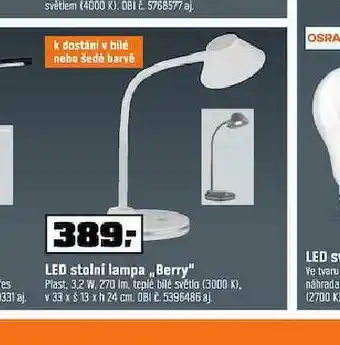 OBI Led stolní lampa nabídka
