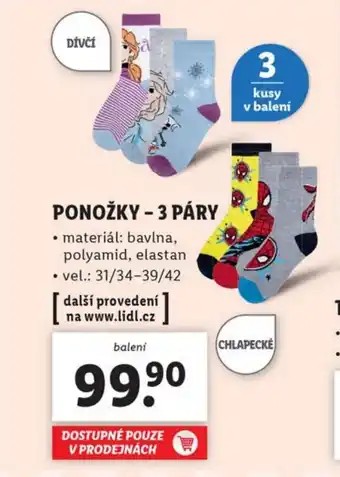 Lidl PONOŽKY - 3 PÁRY nabídka