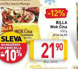 Billa Billa wok čína nabídka
