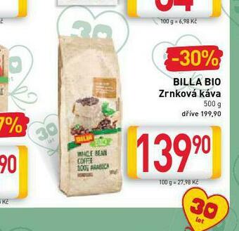 Billa Billa bio zrnková káva nabídka