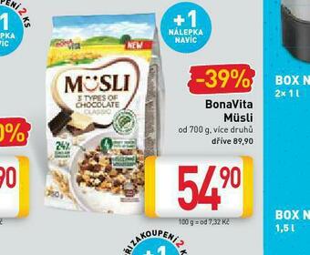 Billa Bonavita müsli nabídka