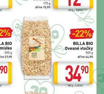 Billa Billa bio ovesné vločky nabídka