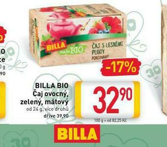 Billa Billa bio čaj nabídka