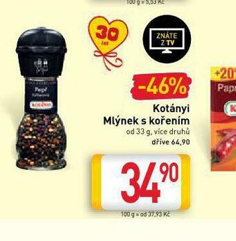 Billa Kotányi mlýnek s kořením nabídka