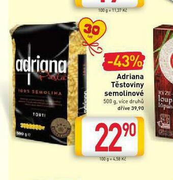 Billa Adriana těstoviny semolinové nabídka
