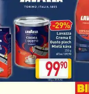 Billa Lavazza crema e gusto plech mletá káva nabídka