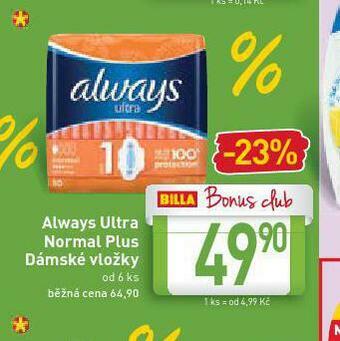 Billa Always ultra dámské vložky nabídka