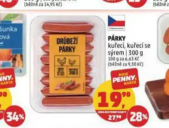 Penny Market Párky kuřecí, kuřecí se sýrem nabídka